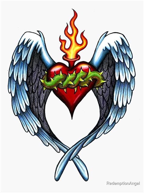 "Sacred Heart " Sticker by RedemptionAngel | Redbubble