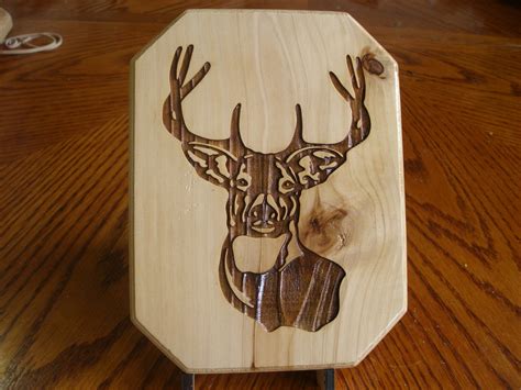 Laser-Engraved Wood Deer Plaque