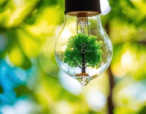 Light Bulb with Tree Inside for Environmental Awareness stock photo ...