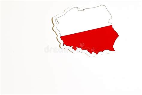 National Flag of Poland. Country Outline on White Background with Copy Space. Politics ...