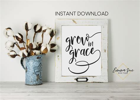 Grow in Grace - God's Grace Quotes Christian artwork Farmhouse Wall Ar – Emma Sue Bow-tique