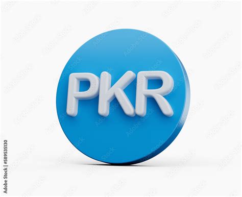 3d White Pakistani Rupee PKR Symbol With Rounded Blue Icon On White ...