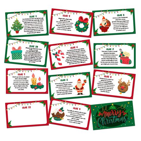 Buy Eyouyeqi Christmas Scavenger Treasure Hunt Clues Games Cards for ...