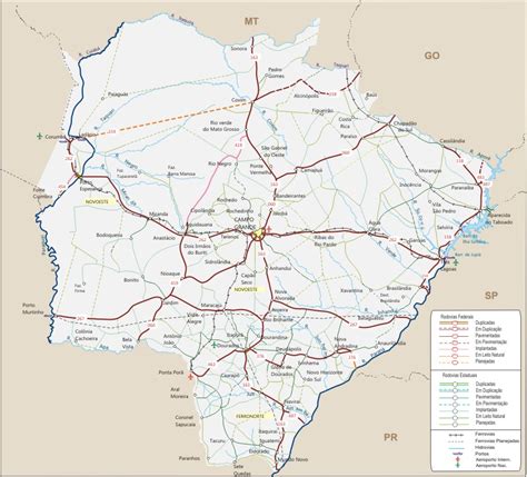 Mapa rodoviário de Mato Grosso do Sul - Geografia - InfoEscola