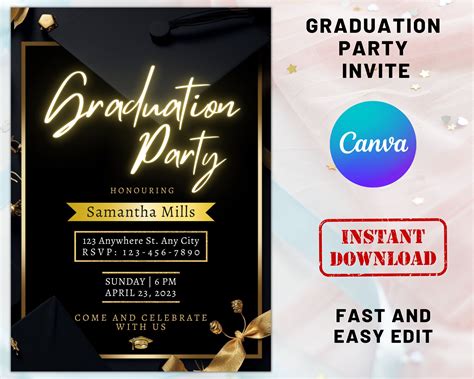 Graduation party invitation printable graduation invitation template ...