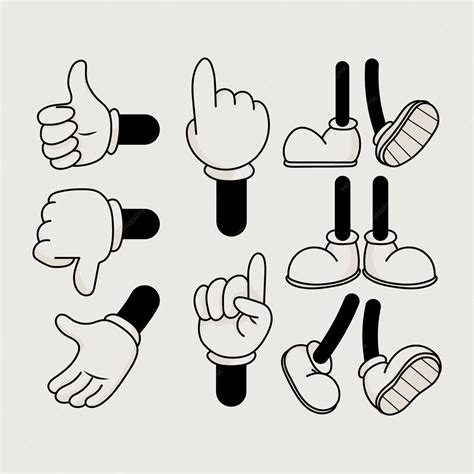 Free Vector | Hand drawn retro cartoon hand and feet illustration