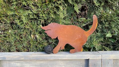 Rusty Cat Metal Garden Design Rusted Metal Animal - Etsy