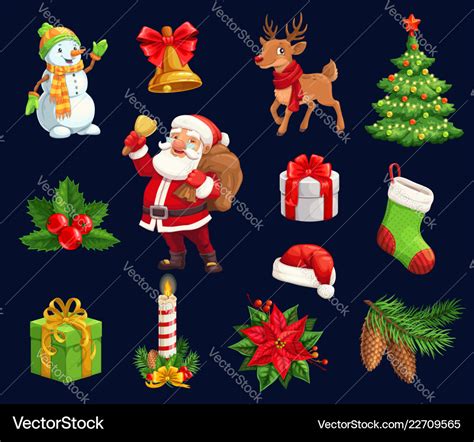 Christmas characters and holiday icons Royalty Free Vector