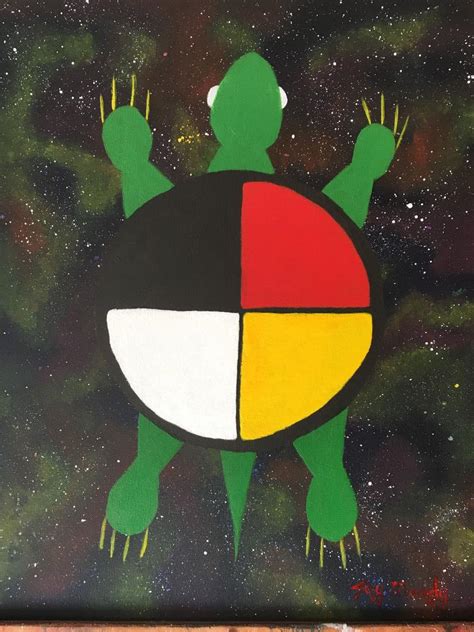 Native American Indian Medicine Wheel Turtle Painting, Acrylic on ...