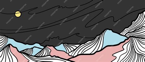 Premium Vector | Creative minimalist modern line art print abstract mountain vector illustrations