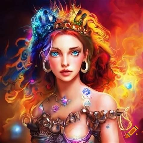 Colorful painting of a fantasy princess and knight on Craiyon