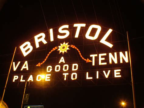 Bristol, TN : This sign crosses the state line between VA & TN. The state line follows State ...