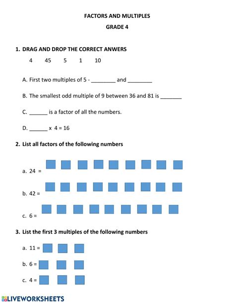 Multiples Worksheet Year 6 - Free Printable