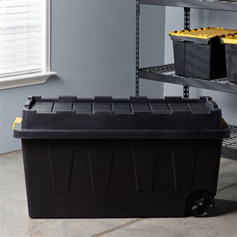 Project Source Commander X-large 64-Gallons (256-Quart) Black Heavy Duty Rolling Tote with ...