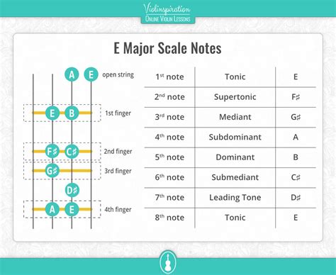 E Major Scale on the Violin - Notes Fingerings and Charts - Violinspiration