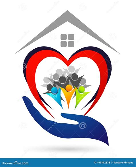 Happy Family in Heart Shaped Logo Love Union Home House Roof Logo ...