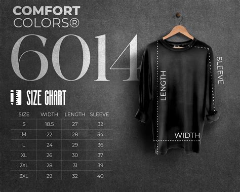 Comfort Colors 6014 Size Chart, T Shirt Measurements, 6014 Size Chart, Unisex Garment-dyed Long ...