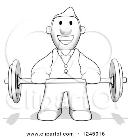Clipart of a Sketched Business Man Lifting a Barbell - Royalty Free Vector Illustration by Julos ...