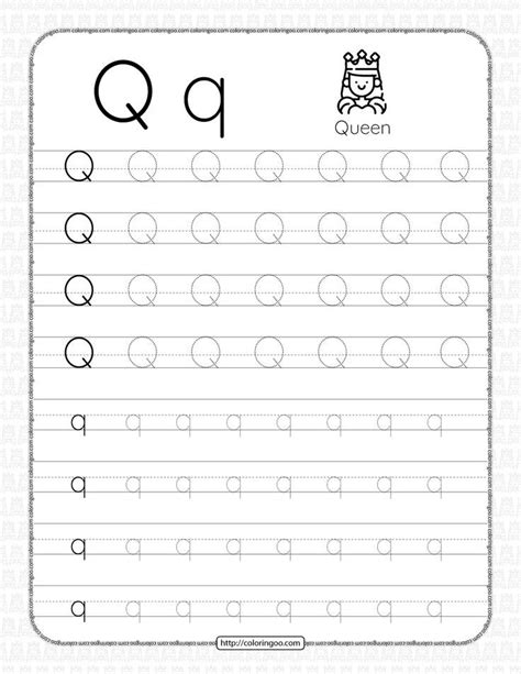 Printable Dotted Letter Q Tracing Pdf Worksheet Alphabet Letters To ...