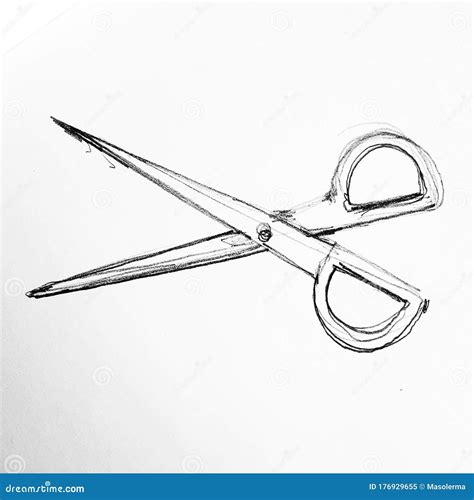 Illustration of Scissors. Black and White Drawing of Scissors. Cutting ...