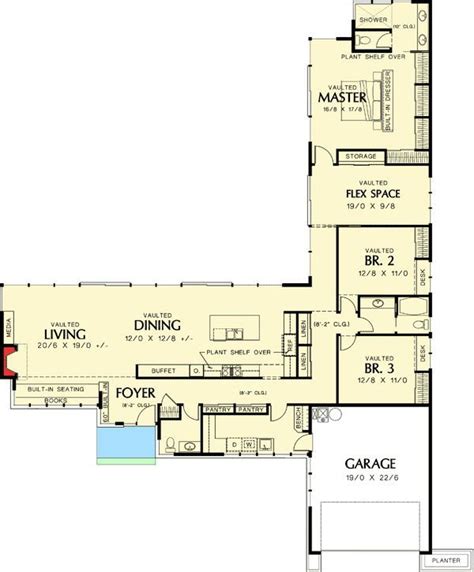 House plan l shaped ranch | L-förmiges haus, Haus pläne, Haus grundriss