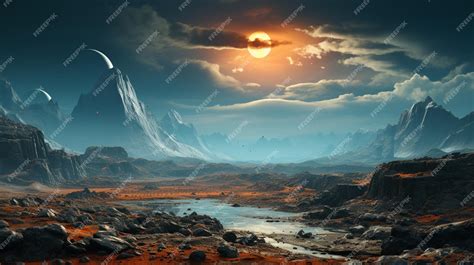 Premium AI Image | Mars landscape alien planet martian background