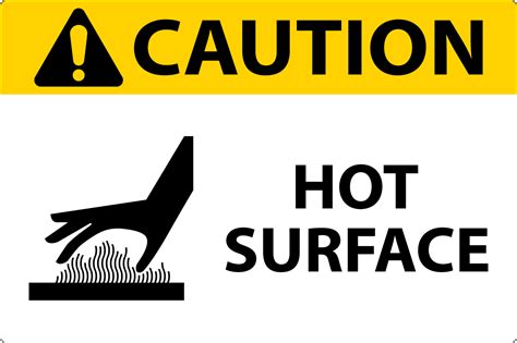 Caution Hot Surface Label Sign On White Background 13832663 Vector Art ...