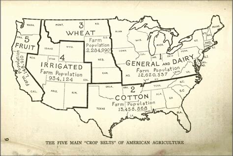 The Five Main "Crop Belts" of American Agriculture, from 1932 pamphlet ...