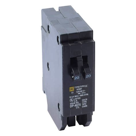 Square D HomeLine 20/20 amps Tandem Single Pole Circuit Breaker ...