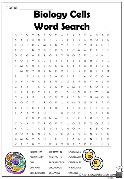 biology cells word search - Monster Word Search