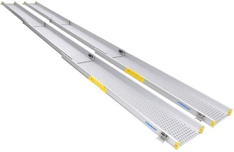 Ruedamann 10' x 8.9" Aluminum Wheelchair Ramp, Adjustable Three Section Telescoping Ramps for ...