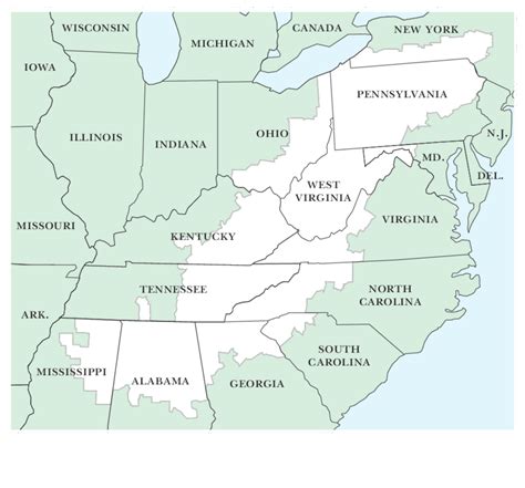 Appalachian Regional Commission's Map of Appalachia | Download Scientific Diagram