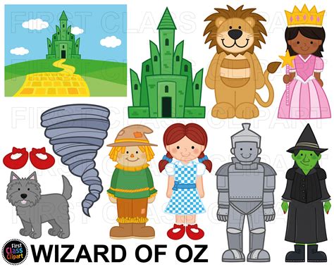 Wizard of Oz Clipart, Dorothy, Tin Man, Lion Clipart, Oz, Good Witch ...