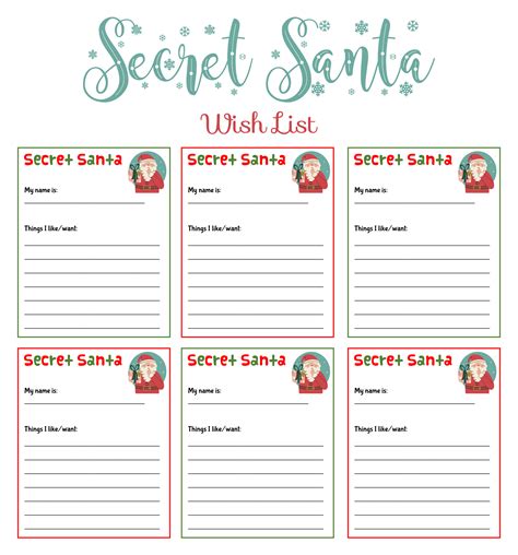 Secret Santa Wish List Template Printable Free - Free Printable