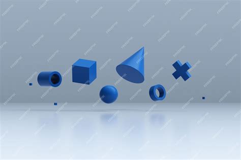 Premium Photo | 3d render of blue geometric shapes