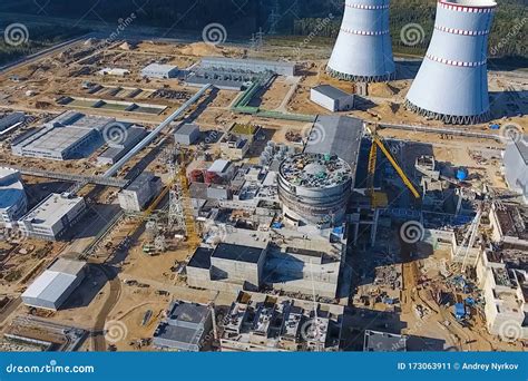 Aerial Survey of a Nuclear Power Plant Under Construction. Insta Stock ...