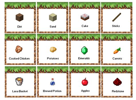 Free Minecraft Food Label Printables