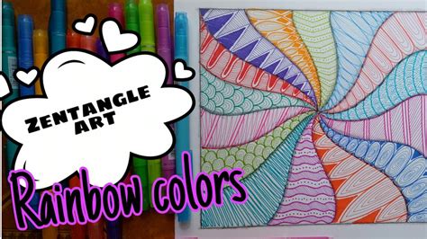 Zentangle art rainbow colors - YouTube