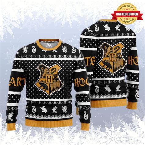 Magic Christmas Harry Potter Hogwarts Logo Ugly Sweaters For Men Women ...