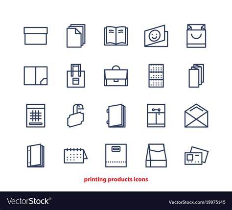 Line icons of print design products from pamphlet Vector Image