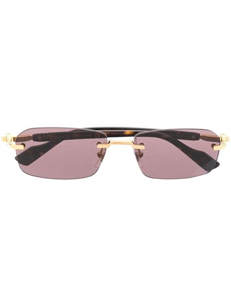 Gucci Eyewear Rimless rectangle-frame Sunglasses | Brown | FARFETCH SG