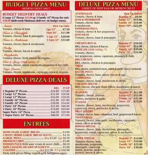 Roman Pizza Menu, Menu for Roman Pizza, Modbury Heights, Adelaide - Urbanspoon/Zomato