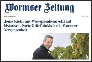 Wormser Zeitung: Jonas Kiefer setzt auf historische Sorte Grünfränkisch mit Wormser ...