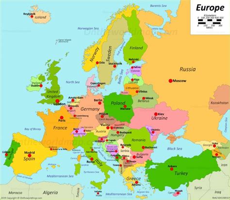 Map of Europe With Capitals - Ontheworldmap.com