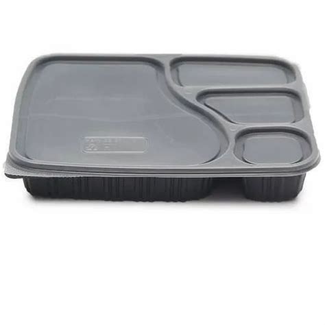 Plastic Black 4 Compartment Eco Friendly Disposable Plates With Lid ...