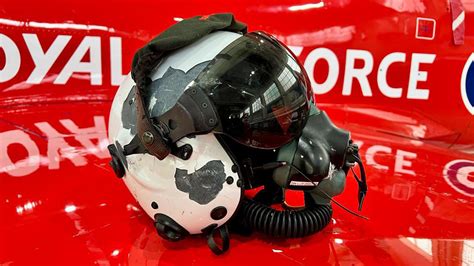 Pictures show damage to Red Arrows pilot's helmet after 'bird strike'