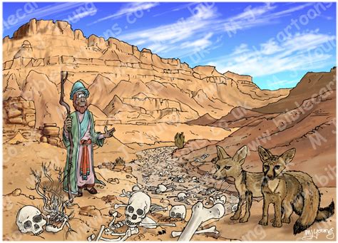 Ezekiel 37 - Valley of bones - Scene 01 - Dry bones | Bible Cartoons