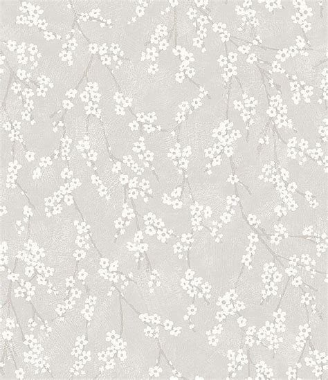 Small Scale Flowers On Branches Grey Beige Non Woven Wallpaper | Borastapeter Alice