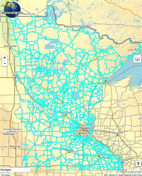 MN Snowmobile Trail Map for Garmin - Backwoods GPS Trails