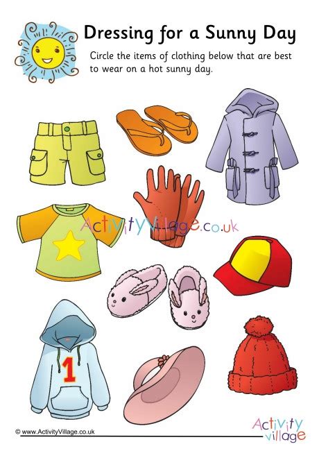 Dressing for a Sunny Day Worksheet